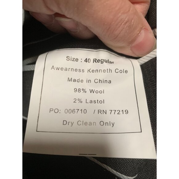 Awareness Kenneth Cole Mens 40R Gray Stripe Sports Coat 2 Button Duel Vent - Picture 3 of 4